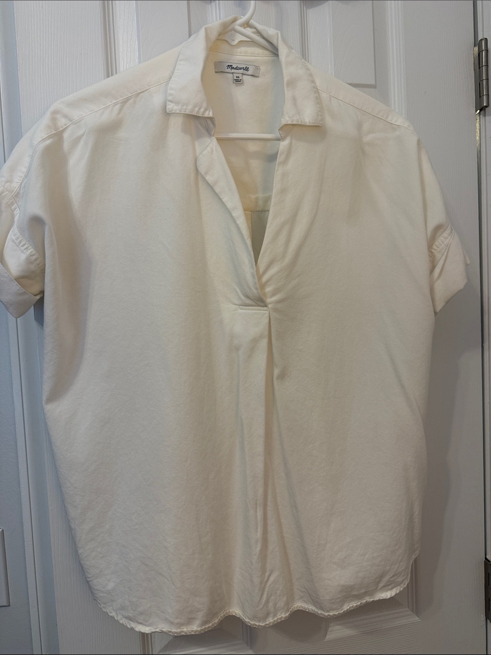 Madewell Short-Sleeve Cream Button-Front Camp Shirt